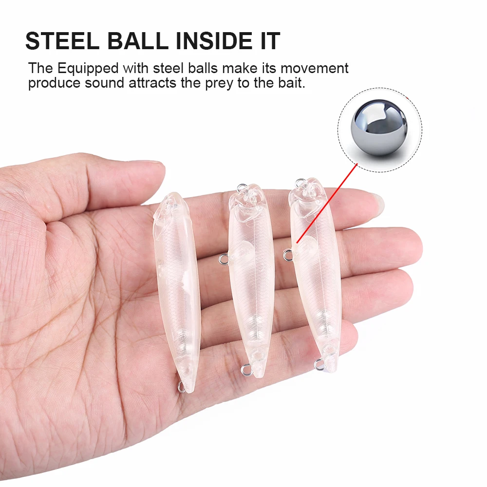 Hanlin-cebos artificiales de plástico duro, cebos de lápiz sin pintar, cuerpo transparente, aparejos de pesca, 10/20 piezas, 6,5 CM, 4,2G - imagen 4