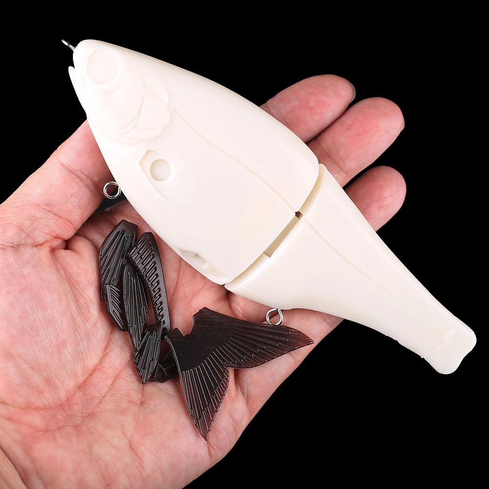Chan'sHuang-Cebo en blanco sin pintar de 18cm, cebo deslizante flotante/hundimiento, cola suave, Swimbait, señuelo de pesca Artificial DIY, 1 unidad - imagen 4