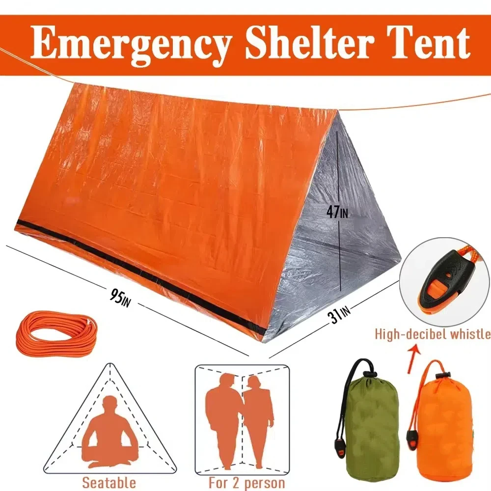 Tienda de emergencia para 2 personas, saco de dormir resistente a la humedad, refugio para terremotos, tienda de supervivencia, manta térmica impermeable para acampar - imagen 4