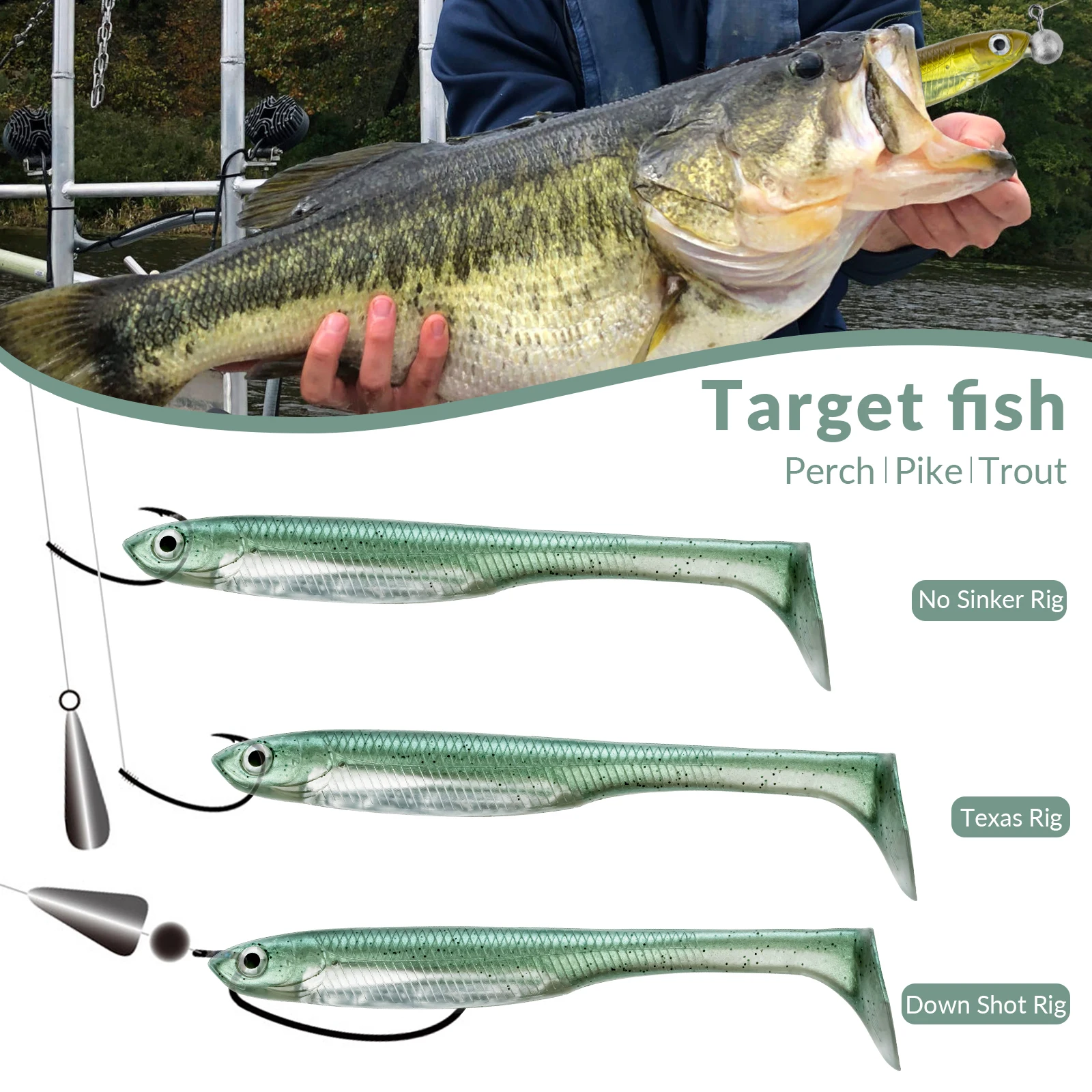 THKFISH-Señuelos blandos de silicona, 5 uds., Swimbait de 128cm, Wobblers, cola de paleta, cebo Artificial suave para lubina, trucha, Lucio, pesca en agua dulce - imagen 2