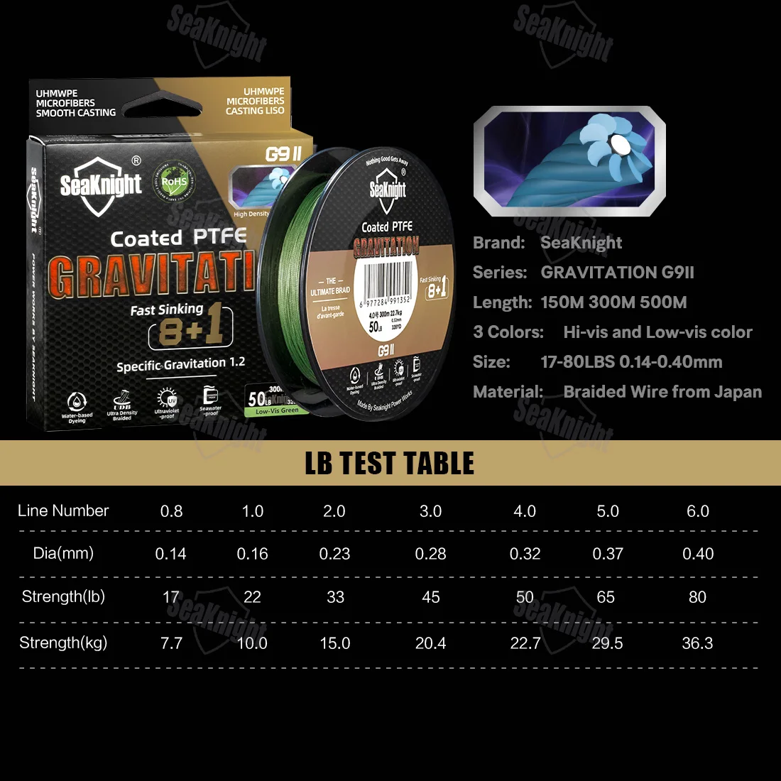 SeaKnight Gravitation G9 II Línea hundida PTFE agua salada - imagen 2