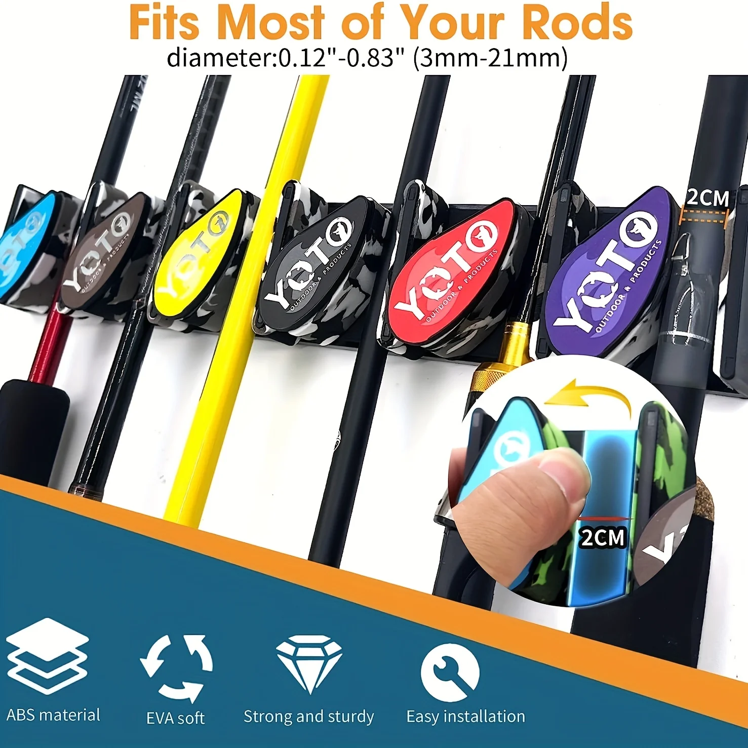 Soporte Cañas YOTO – Estante Vertical de Pared con Bola Fija - imagen 2