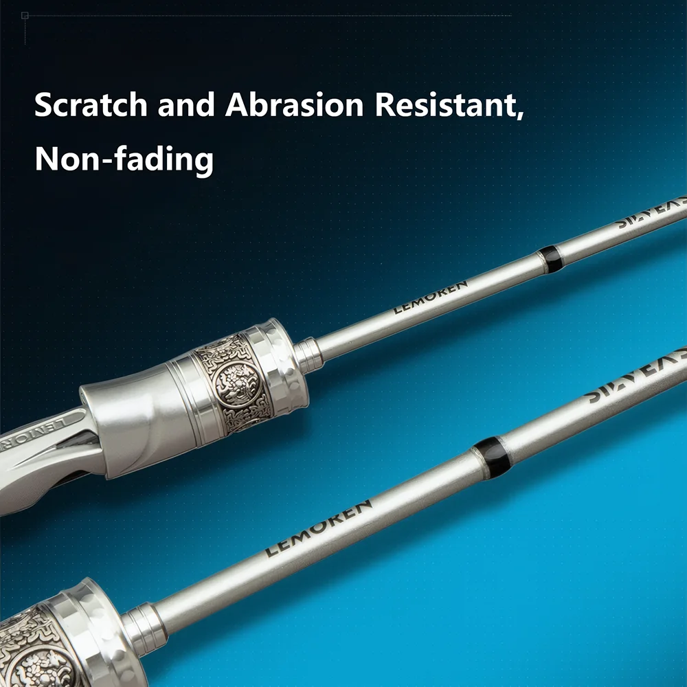 Caña de pescar con señuelo de fibra de carbono plateada, caña giratoria y fundida UL ultraligera de 2 secciones, herramienta para caña de pescar de lubina y carpa de truco, 1,5/1,68 m - imagen 4