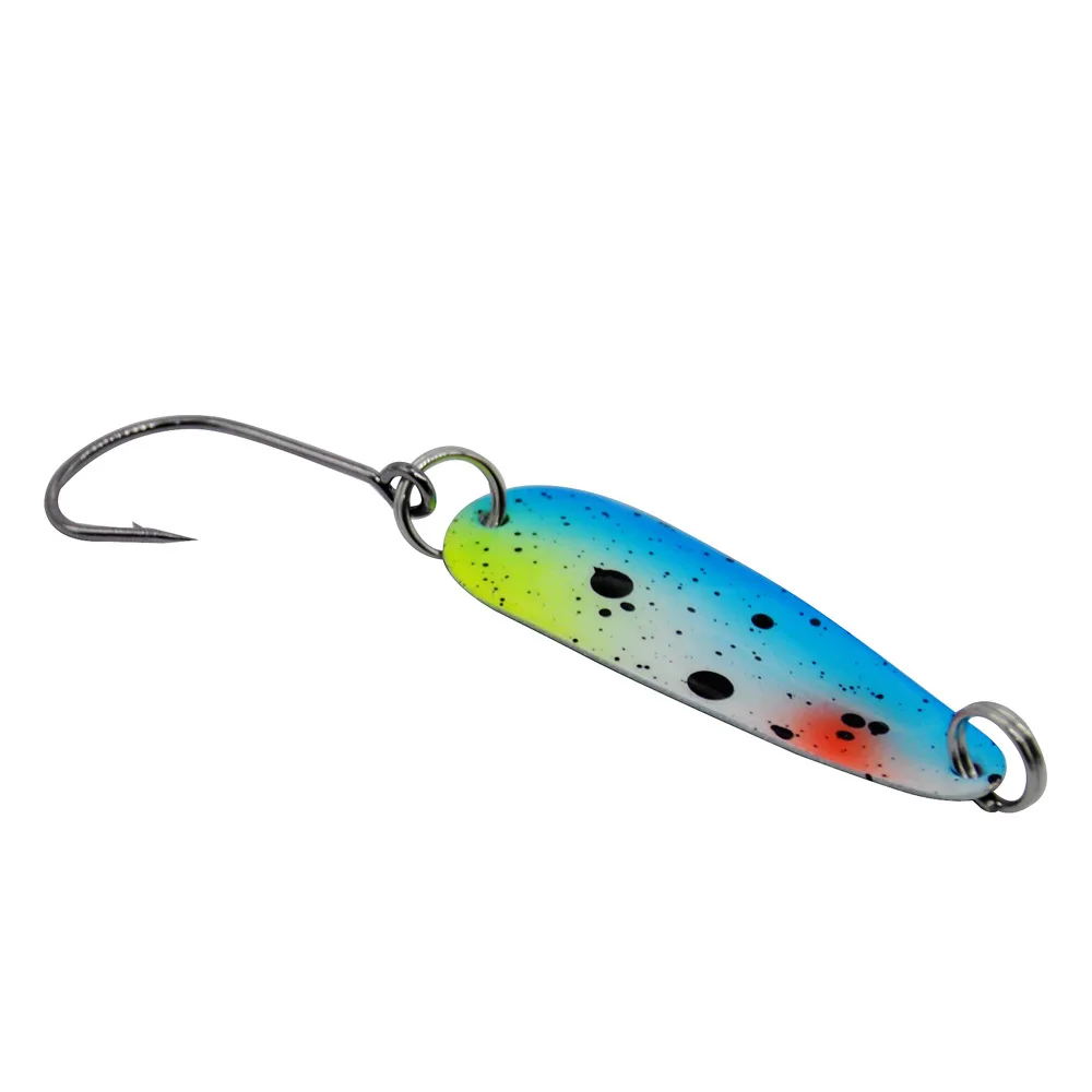 Señuelos de pesca cucharas coloridas gancho único plantillas de Metal de cobre señuelos artificiales lote 8 piezas en oferta - imagen 4