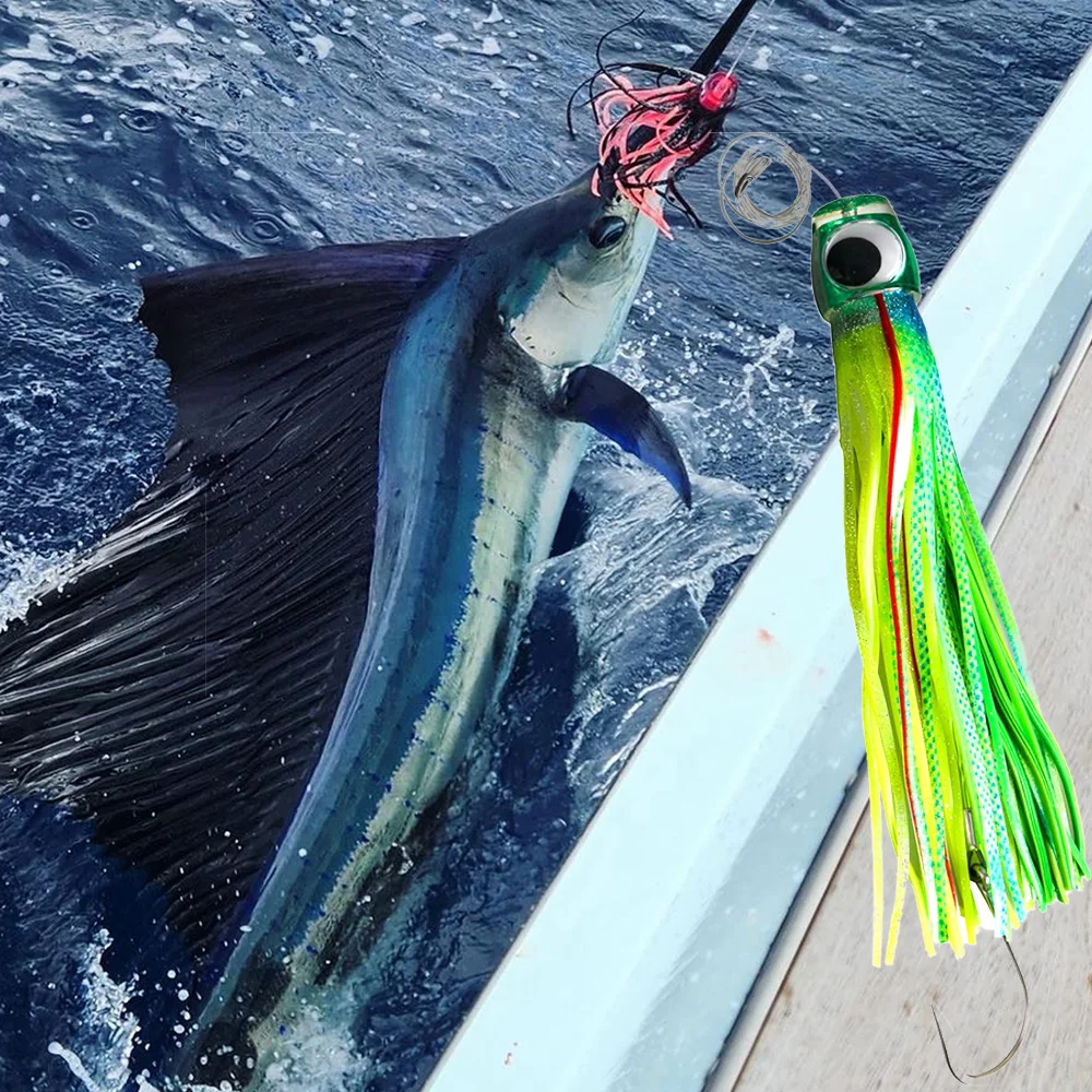 Señuelo de pesca de curricán, cebo de falda de pulpo de 34cm y 260g, aparejos de pesca de Marlin, señuelos de atún de aguas profundas de agua salada para Mahi Wahoo Billfish