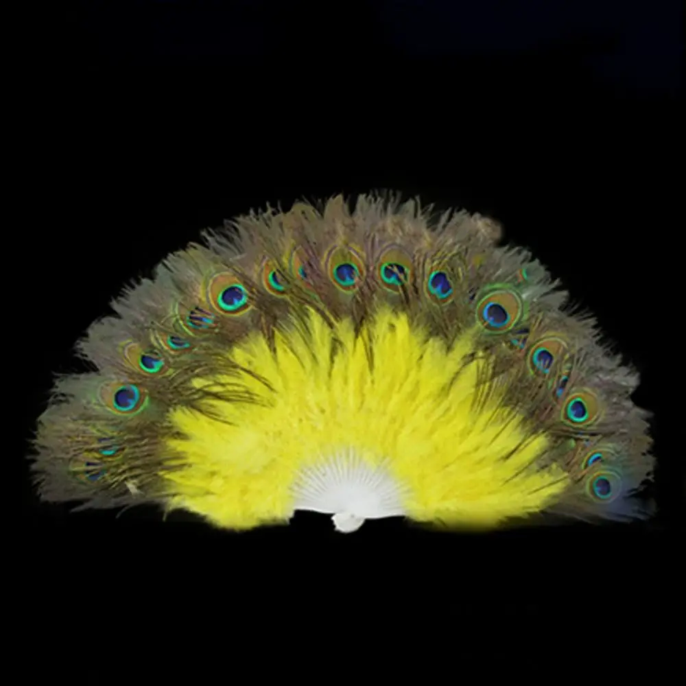 Abanico grande de plumas pavo real para danza y espectáculos - imagen 5