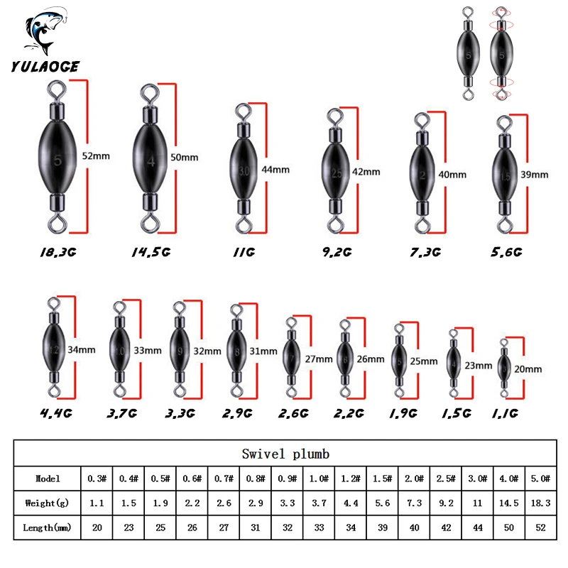 Conector de pesas de latón, 10 piezas, 1,1g-14,5g, reemplaza la plomada giratoria en bobber o flaot, accesorios de aparejos de pesca - imagen 4
