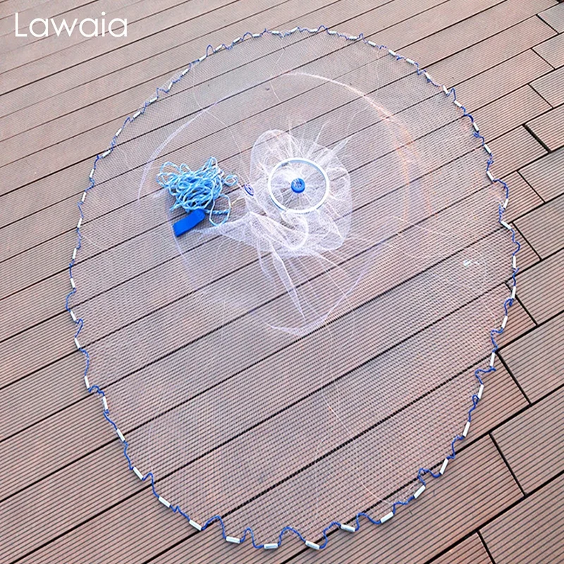 Lawaia-red de pesca con anillo de aluminio, monofilamento de nailon, línea de lanzamiento manual, red de fundición, plomos de hierro para pesca