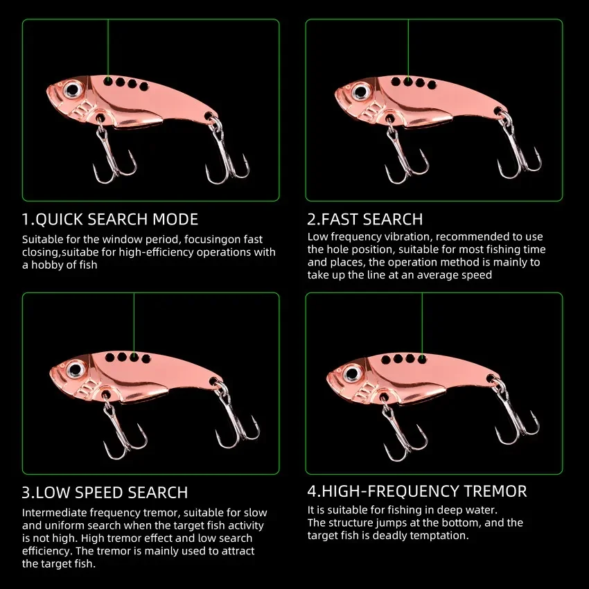Señuelos de Pesca de Metal, Wobblers, cuchara de lentejuelas, Crankbaits artificiales fáciles de brillo, cebos VIB para Pesca con mosca, trucha, 4 Uds. - imagen 3