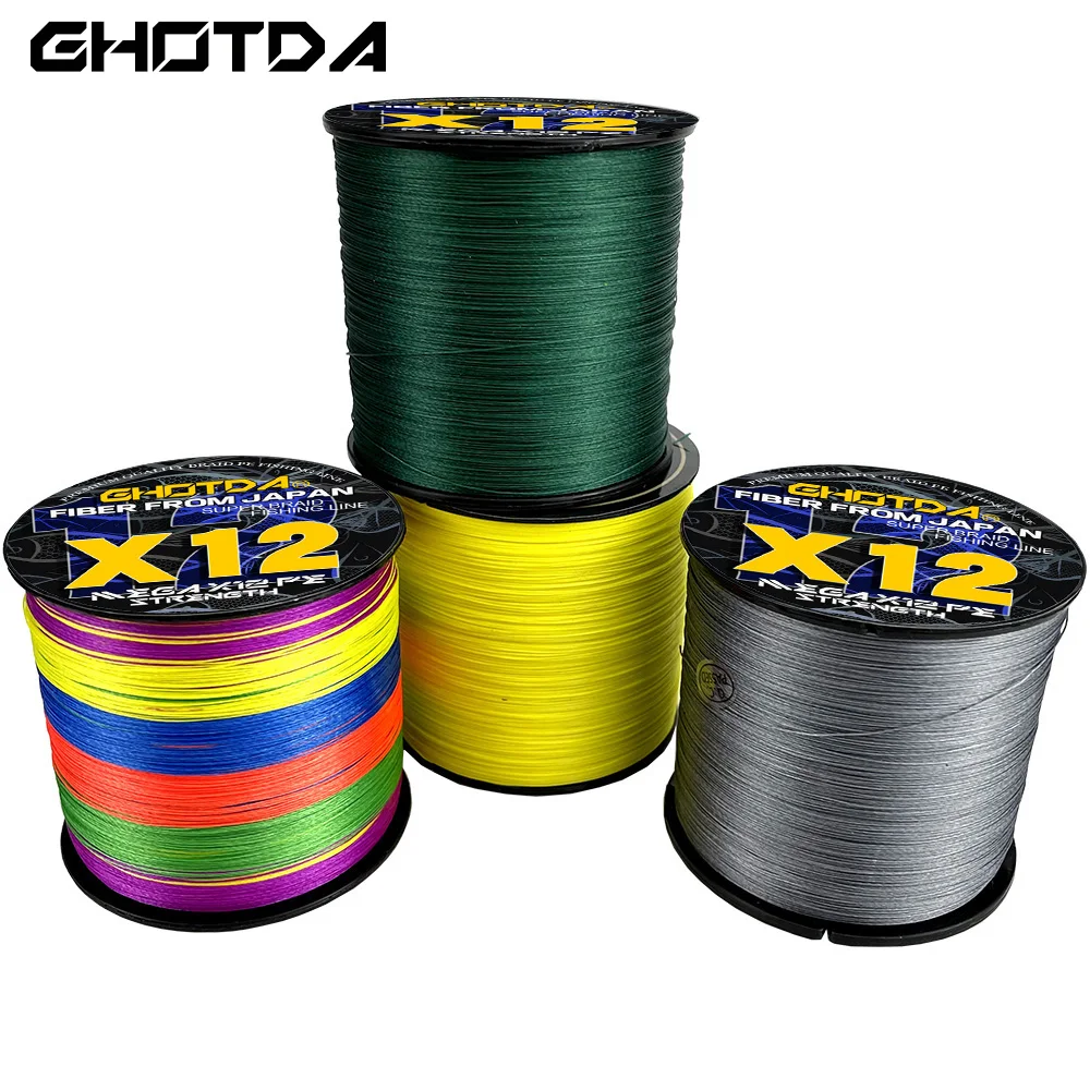 GHOTDA 12 Strands 1000M 500M 300M X12 Braided Fishing Line PE Sea Saltwater Fishing Weaves Super Strong Power 20-120LB - imagen 3