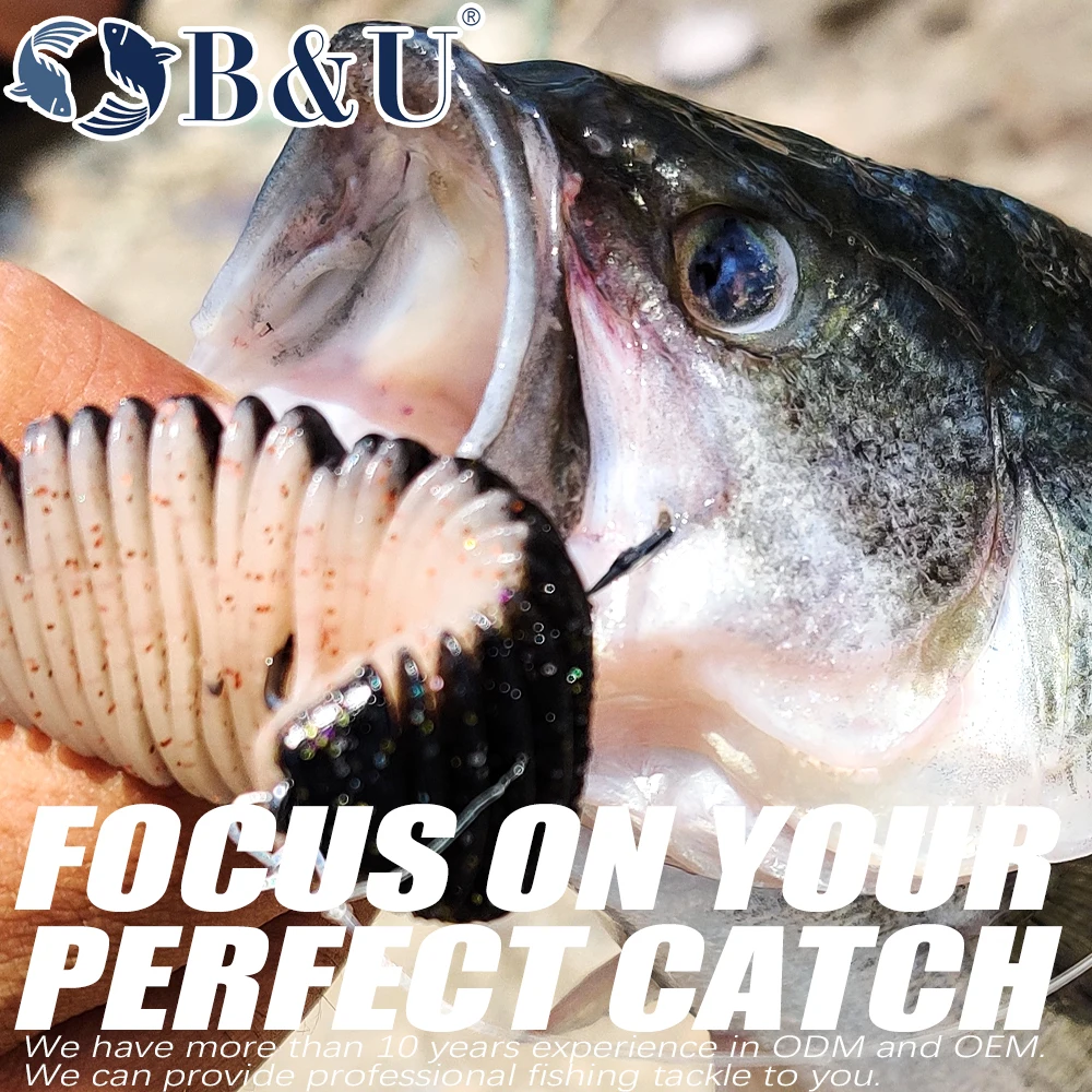 B&U BELLOWS GILL Worm Soft Lure Fishing Bass Lure Silicone Baits Soft Rubber For Fishing Swimbait Artificial leurre souple - imagen 3