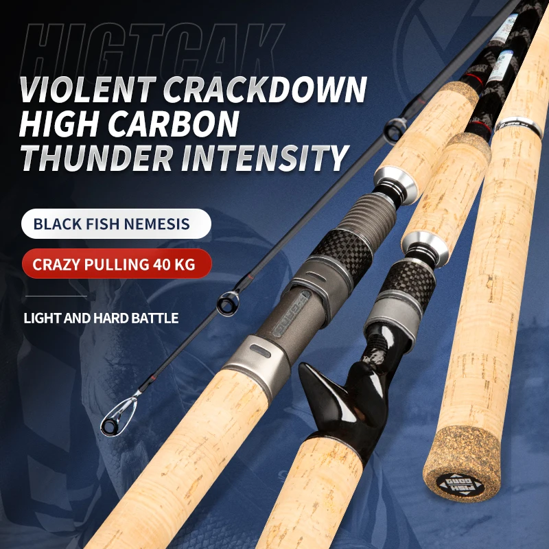 ROLLFISH XXH-caña de pescar con cabeza de serpiente, Lucio, lubina, fibra de carbono, acción rápida, señuelo giratorio, 2,1/2,28/2,4 m