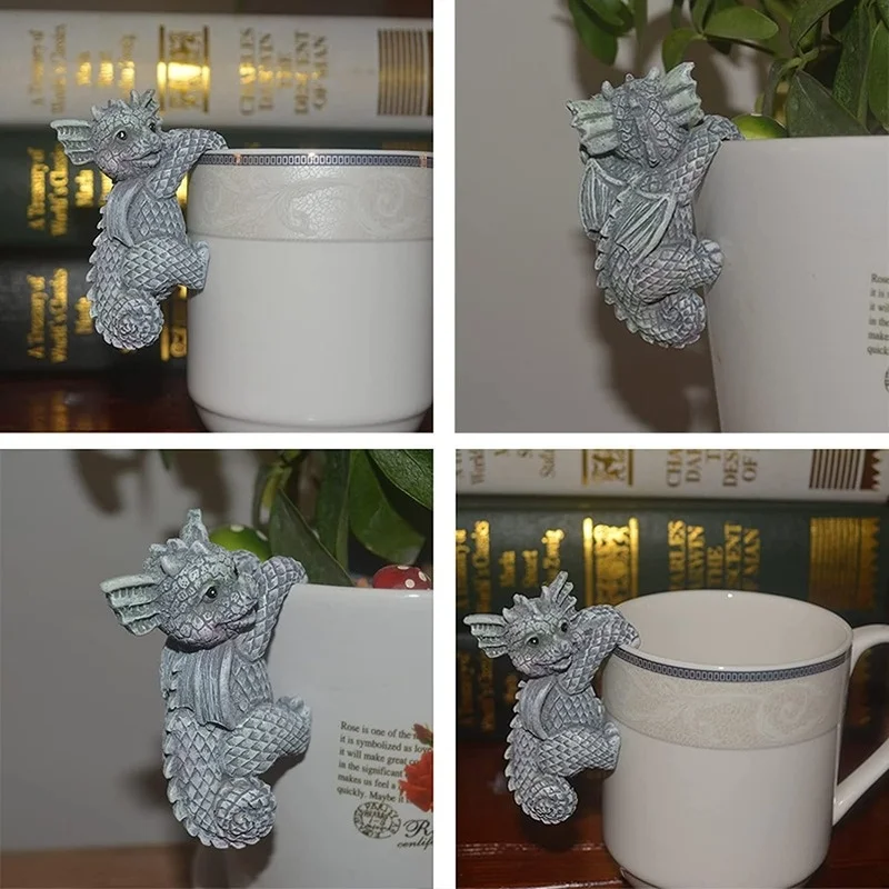 Figuras de dinosaurios de resina, modelo de taza colgante, accesorios de dragón, maceta resistente a la intemperie, decoración para el hogar y la Oficina, 1 ud. - imagen 4