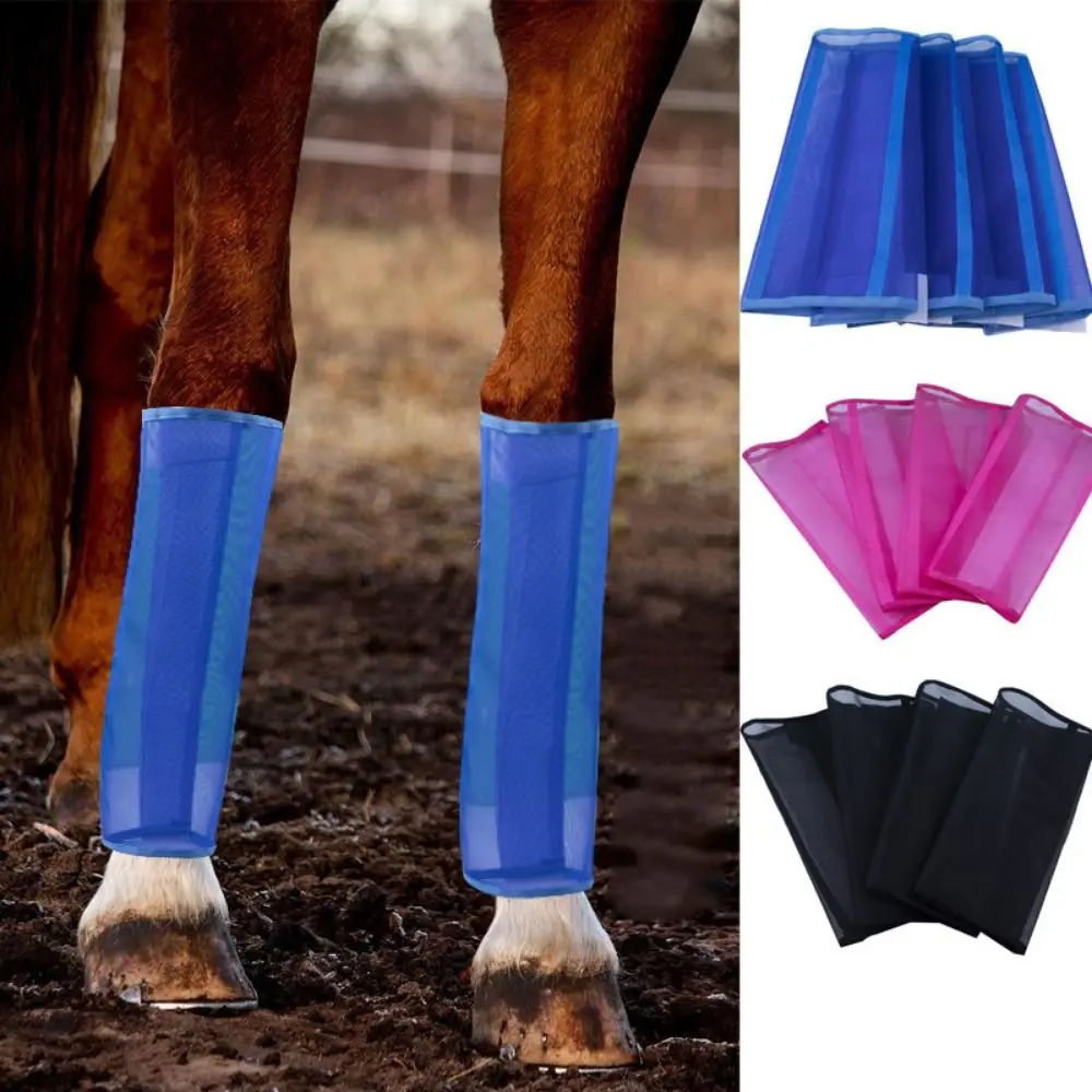 4 unids/set de botas transpirables con mosca para caballos, equipo protector de caballo suelto de malla fina, botas de caballo cómodas y coloridas - imagen 4