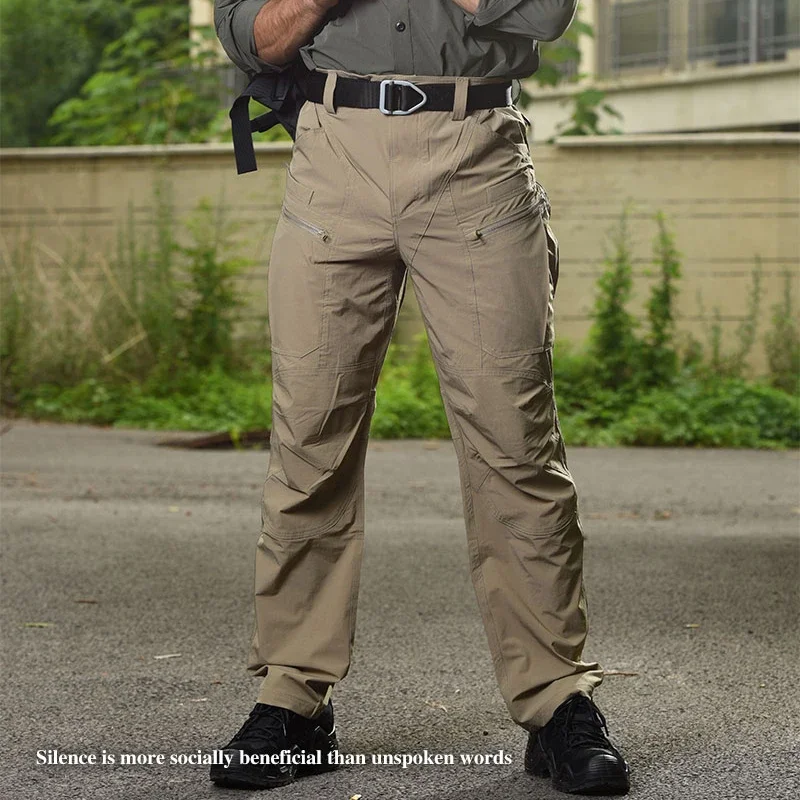Pantalones de secado rápido para hombre, pantalones de pesca tácticos ligeros para senderismo al aire libre, pantalones Cargo de nailon, ropa de trabajo informal para gimnasio - imagen 2
