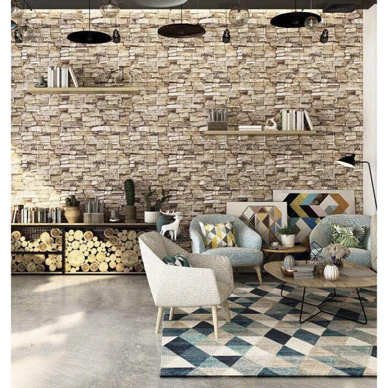 Papel tapiz de ladrillo de 77cm x 70cm, pelar y pegar para dormitorio, ladrillo de imitación, cocina, papeles tapiz autoadhesivos impermeables, pegatinas de decoración del hogar - imagen 4