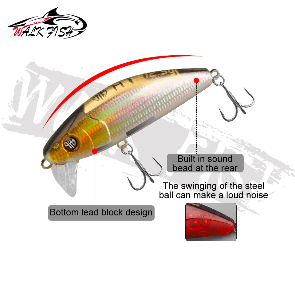 WALK FISH 5,5-18g Minnow hundimiento lento lanzamiento lejano Mino señuelo Swimbait boca doblada pez mandarín sumergido cebo duro Artificial - imagen 4