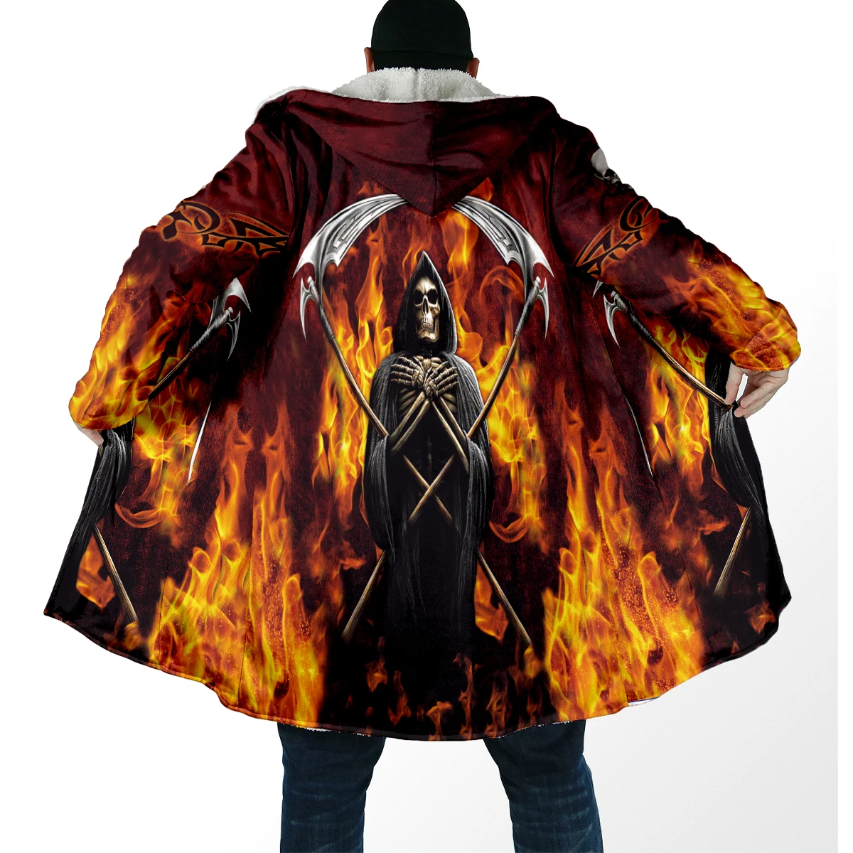 Fenrir Lobo Capa Invierno 3D Rune Lana Gruesa con Capucha Para Todos - imagen 4