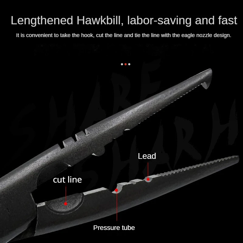 Alicates de Pesca de acero de alto carbono, alicates multifuncionales, abridor de bucle de nariz larga, alicates Luya, accesorios de engranajes, herramientas de Pesca, Material - imagen 4