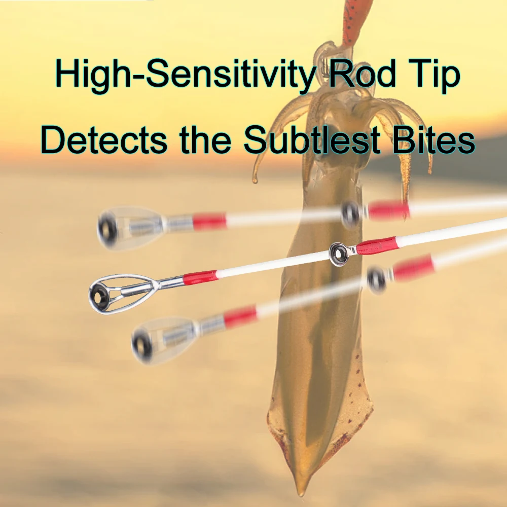 Caña de pescar de calamar ROLLFISH para fundición, caña de Jigging de 1,65 m/5,41 pies M, caña de Jigging eléctrica, caña de 2 puntas para caña de barco de pulpo de alta calidad - imagen 5