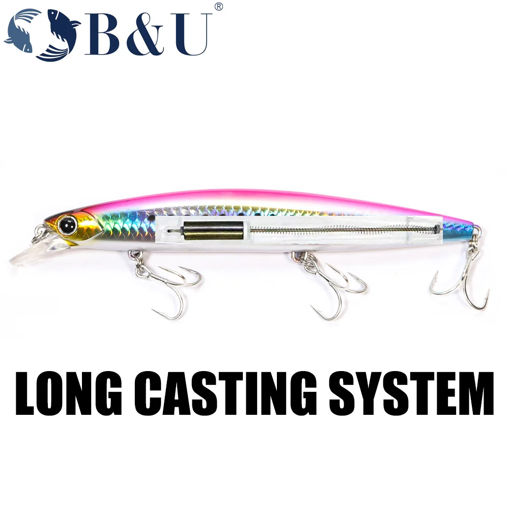 B & U 135mm 27,1g lanzamiento Ultra largo 135S agua salada hundimiento Minnow peso señuelo de pesca lubina cebo duro - imagen 5