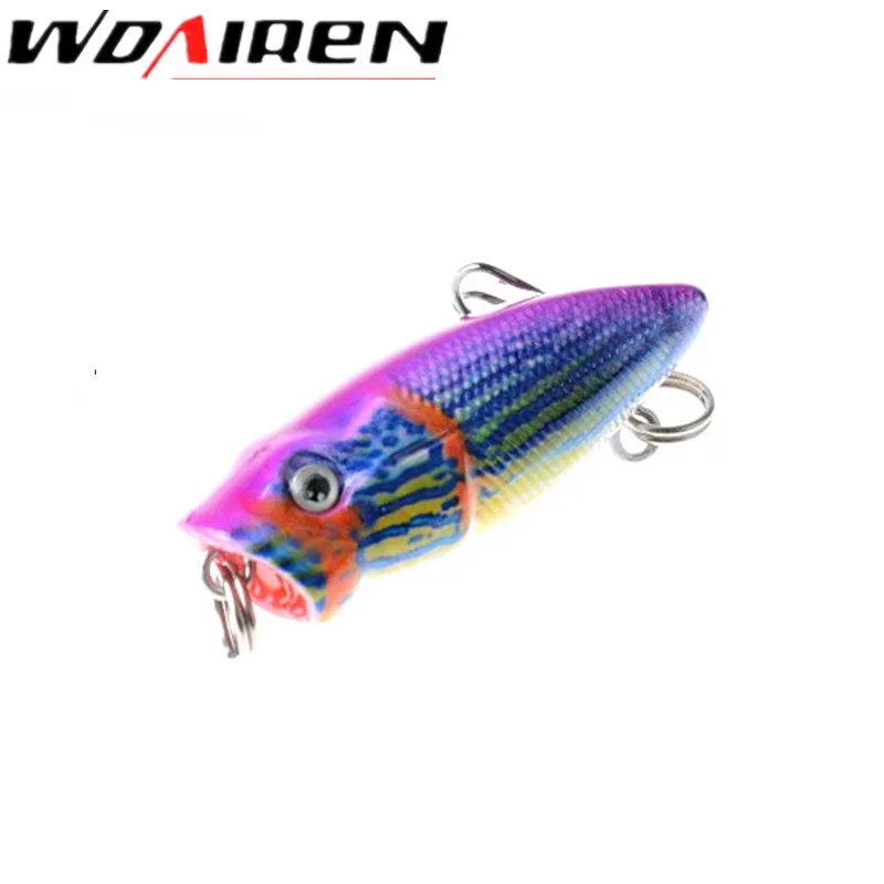 6 uds 3,5 cm/2,7g Señuelos de Pesca cebos de manivela Mini Popper Crankbait señuelo Artificial cebo con pluma realista señuelo falso Wobbler - imagen 5