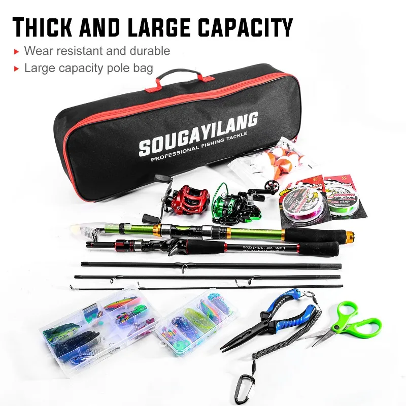 Sougayilang-Bolsa de almacenamiento para caña de pescar, 46cm, 57cm, multifuncional, tela Oxford 100D, organizador de equipo de Pesca, bolsa de Pesca de carpa - imagen 5