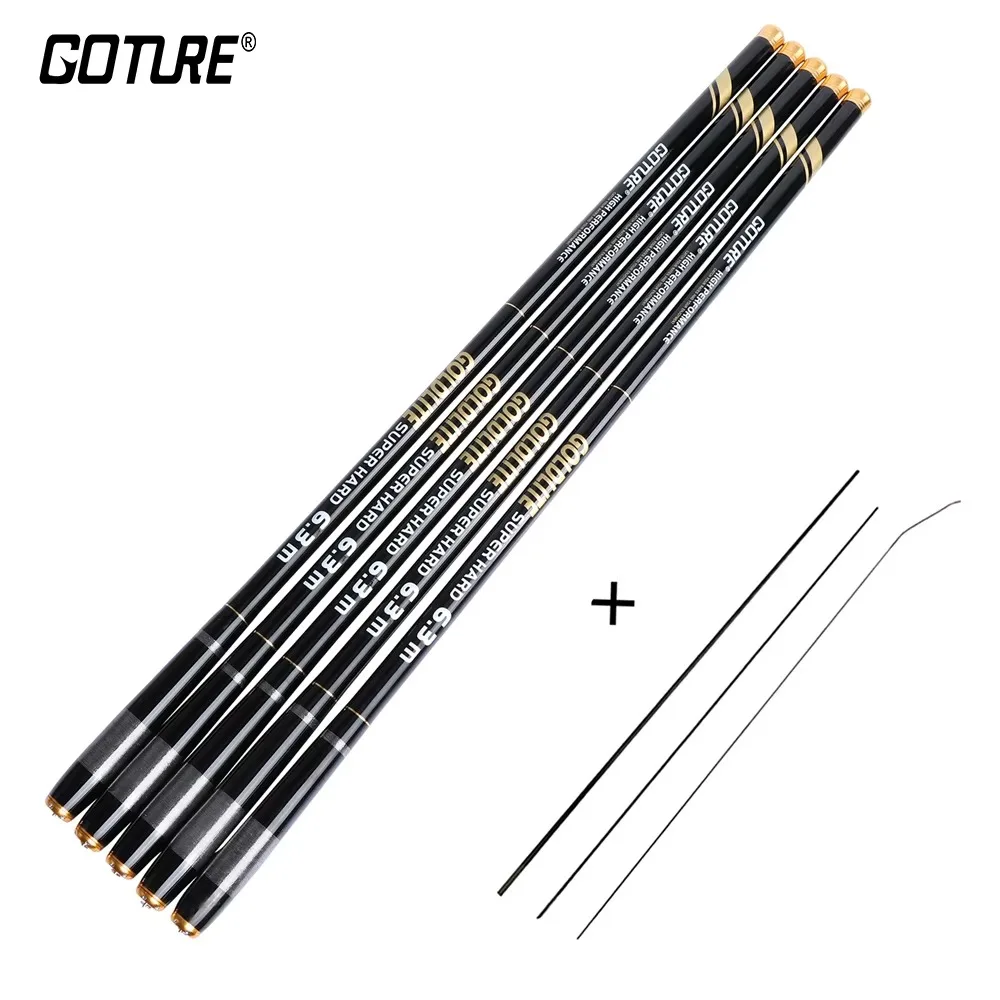 Goture GOLDLITE-caña de pescar telescópica de fibra de carbono, ultraligera, para carpa, agua dulce, 3,6 m-7,2 m