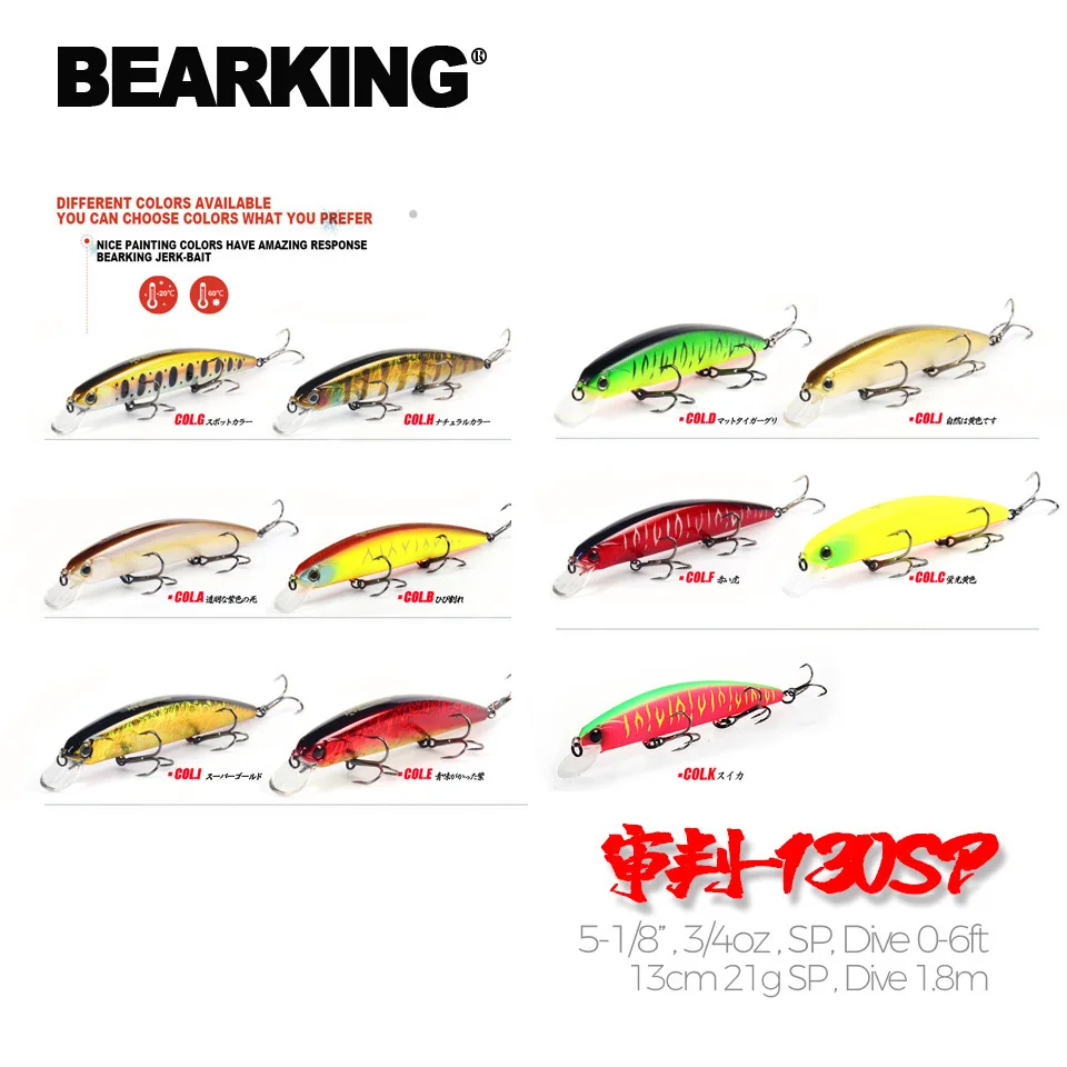 D130 BEARKING para Señuelos de Pesca Artificial Minnow calidad Wobblers cebos 13cm 21g suspensión modelo caliente Crankbaits Popper - imagen 5