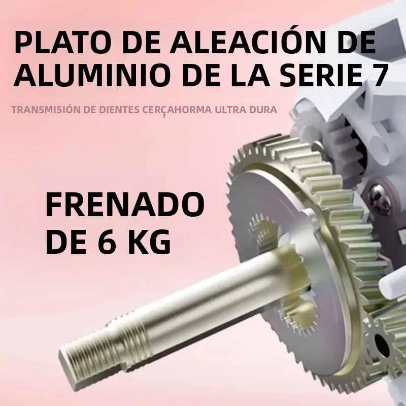 Carrete DEUKIO Rosa con freno DC – Fibra carbono para agua salada