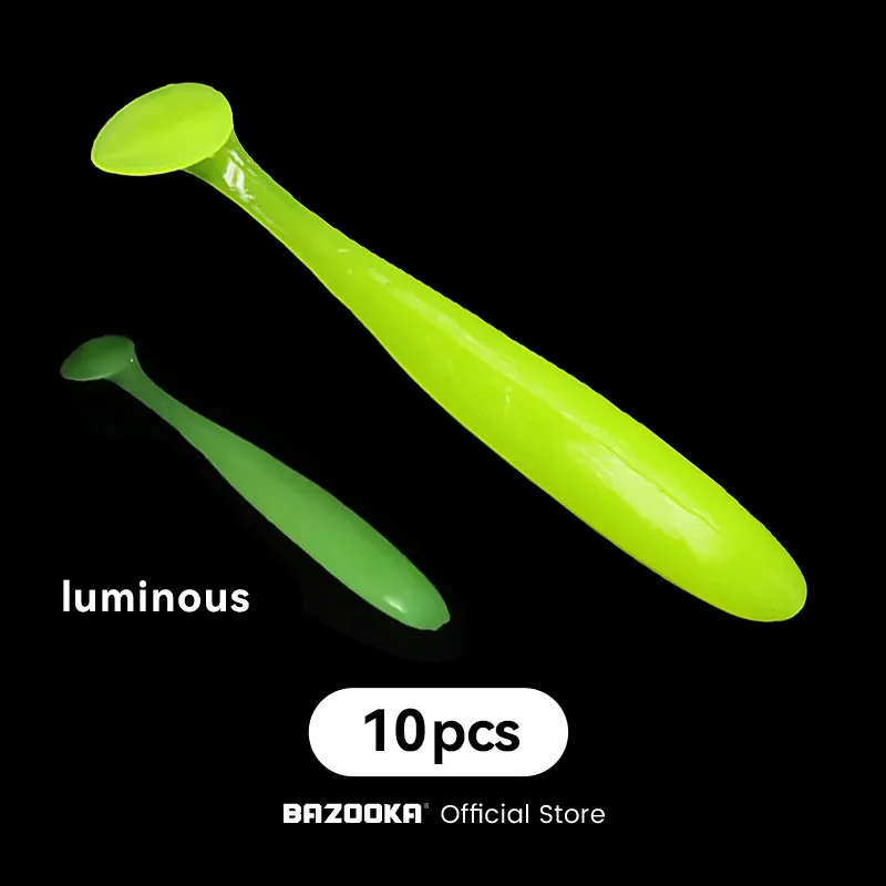 Bazooka-señuelo de pesca de 10 piezas y 100mm, cebo suave de gusano de silicona de doble Color, cola en T, Easy Shiner Sea Shad Wobblers Pike Crap Bass Winter - imagen 2