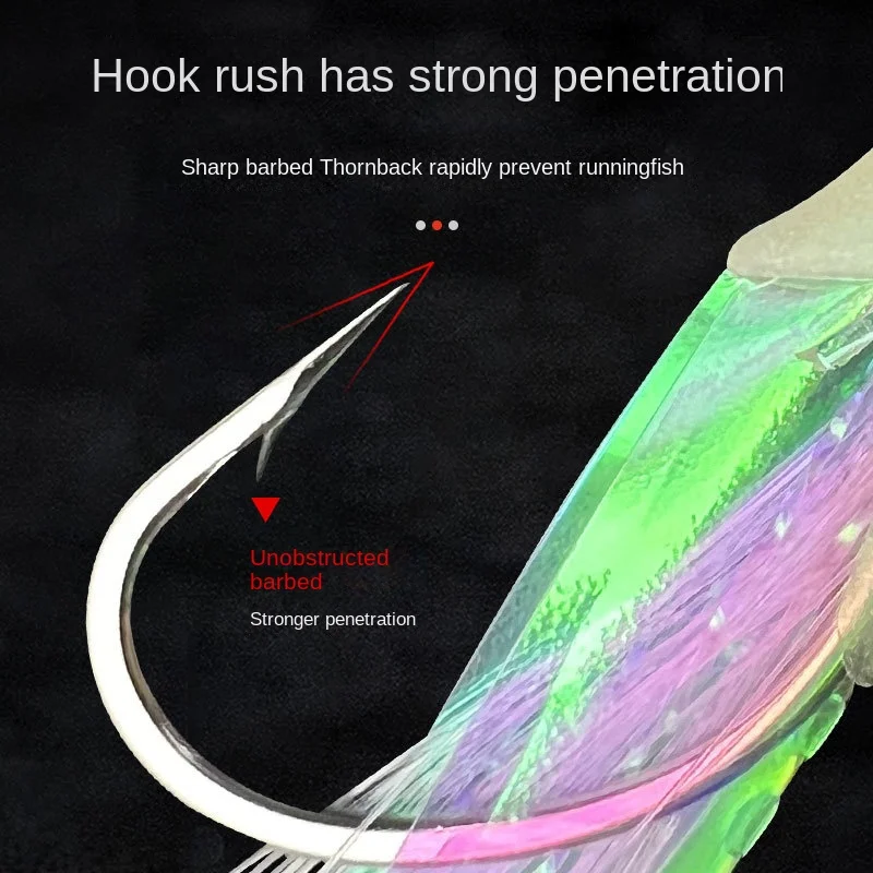 JYJ-señuelo de pesca de agua dulce y salada, anzuelos de cuerda luminosa con Flash de piel de pez simulado, aparejos de cebo - imagen 4