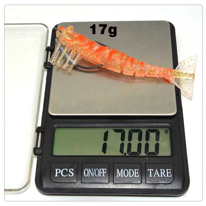 17 g de vibrante cebo de camarones translúcidos para entusiastas de la pesca