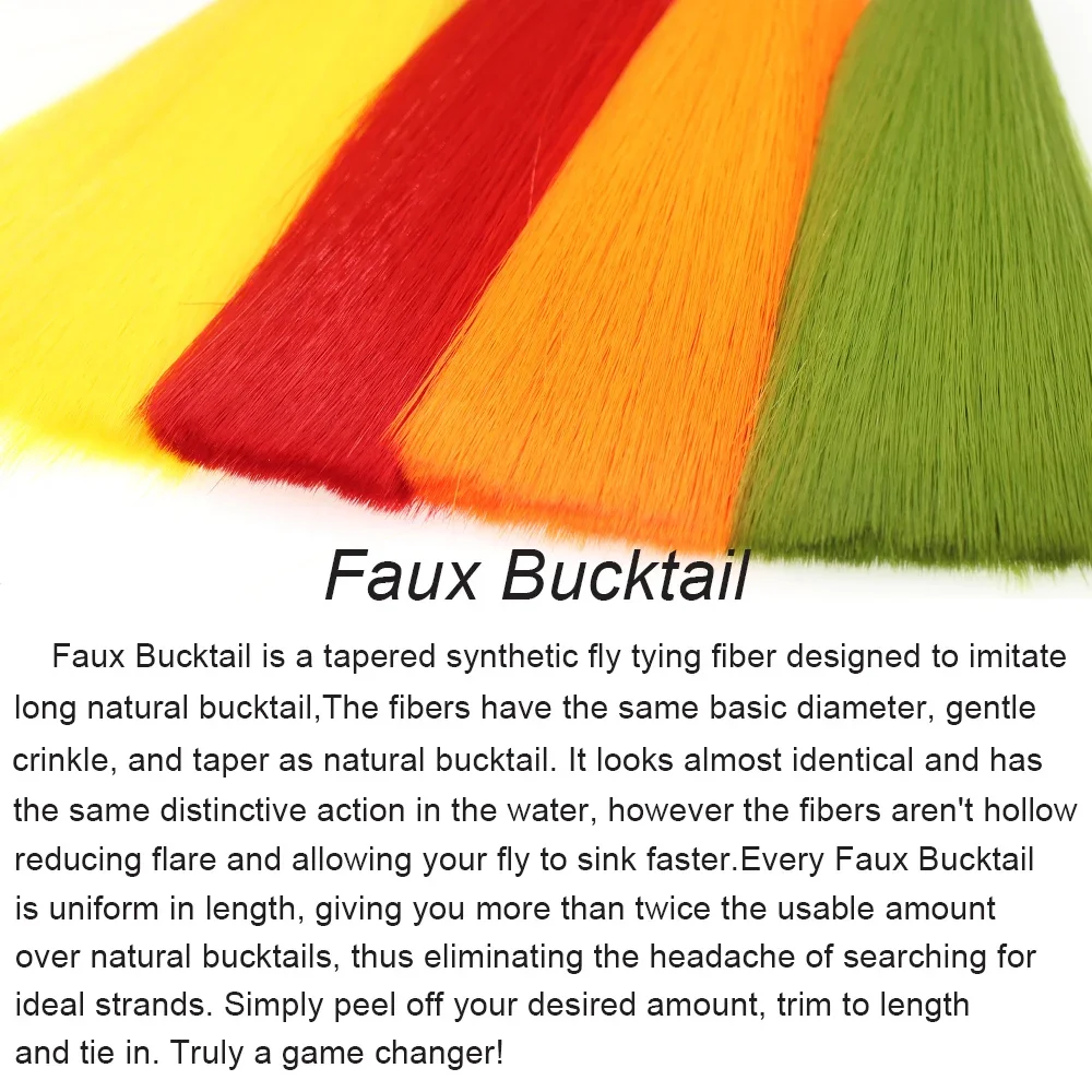 ICERIO Tying Material Long Tapered Faux Bucktail Fiber For Mayfly Tails Nymphs Minnow Streamers Poppers Musky Jig Lure - imagen 5