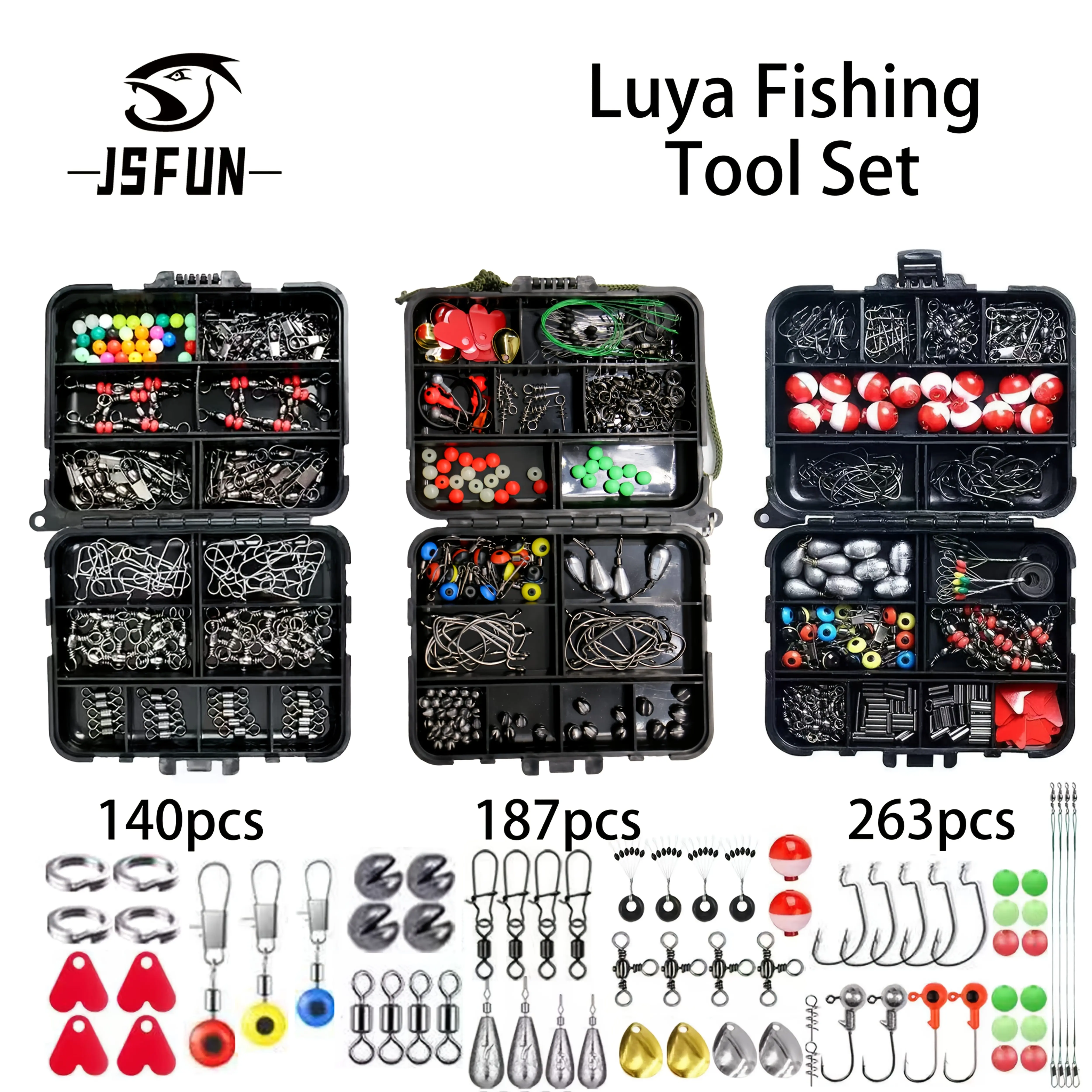 Kit de herramientas de pesca, juego de accesorios para señuelos, equipo de pesca para principiantes, plomos y anzuelos de pesca, caja de aparejos portátil, pesca completa