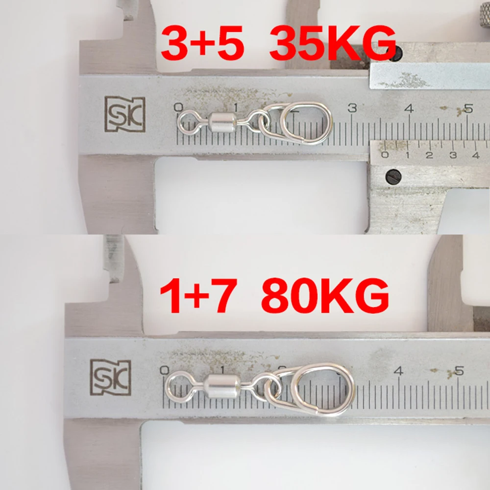 50 Uds. Conectores terminales de aparejos de Pesca de agua salada, todos los giratorios de doble rodamiento de acero inoxidable, Pin ovalado, accesorios de Pesca - imagen 4