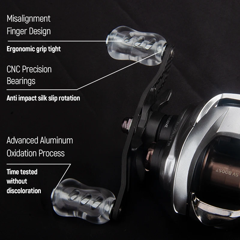 DEUKIO DIY perilla de carrete de pesca agarre acrílico pesca existente carrete de Baitcasting giratorio para modificación de marca S/D/A - imagen 5