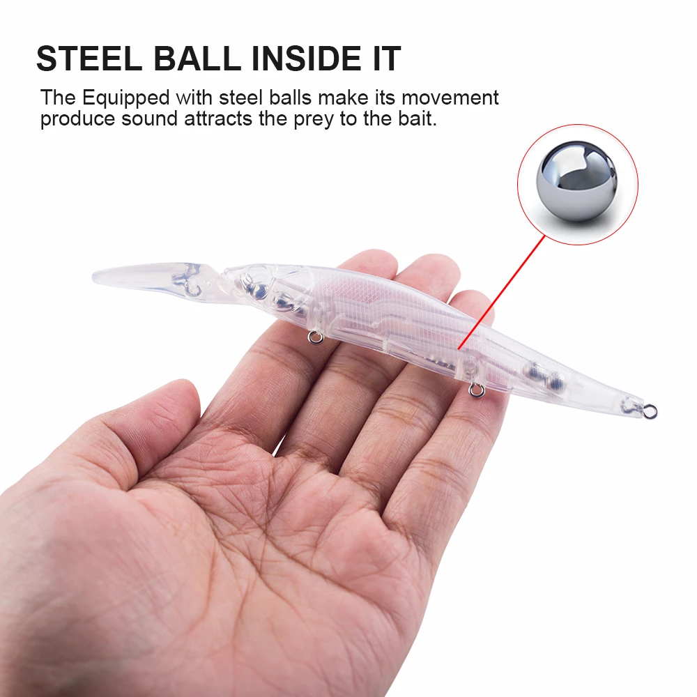 Hanlin 10/20 piezas 14CM 13,5G Minnow Señuelos de pesca sin pintar Jerkbait flotante Artificial cebo de cuerpo duro de agua profunda aparejos en blanco - imagen 4