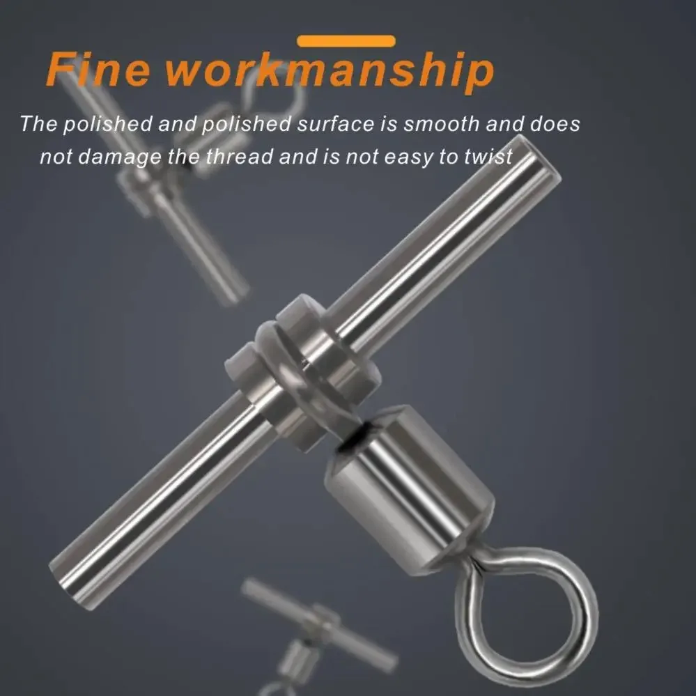 50 Uds. Conector giratorio de pesca de 3 vías, grúa de línea cruzada, giratorio de acero inoxidable, anzuelos de pesca, conector de señuelos - imagen 5