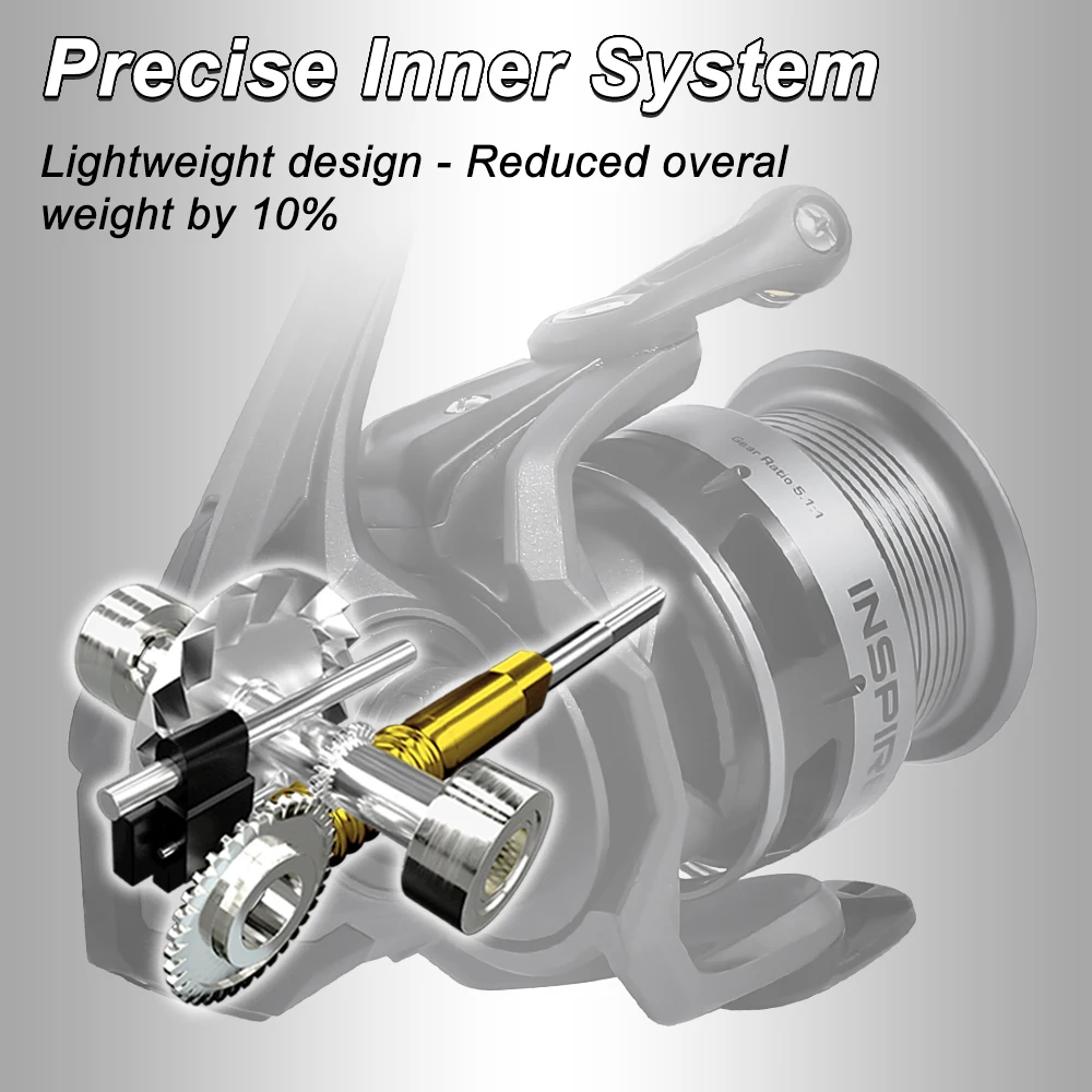 Carretes de pesca giratorios inspirados MIFINE relación de engranaje ultraligera 5,1: 1 5 + 1BB arrastre máximo 8KG trucha de calamar, accesorios de pesca de perca de lubina - imagen 3