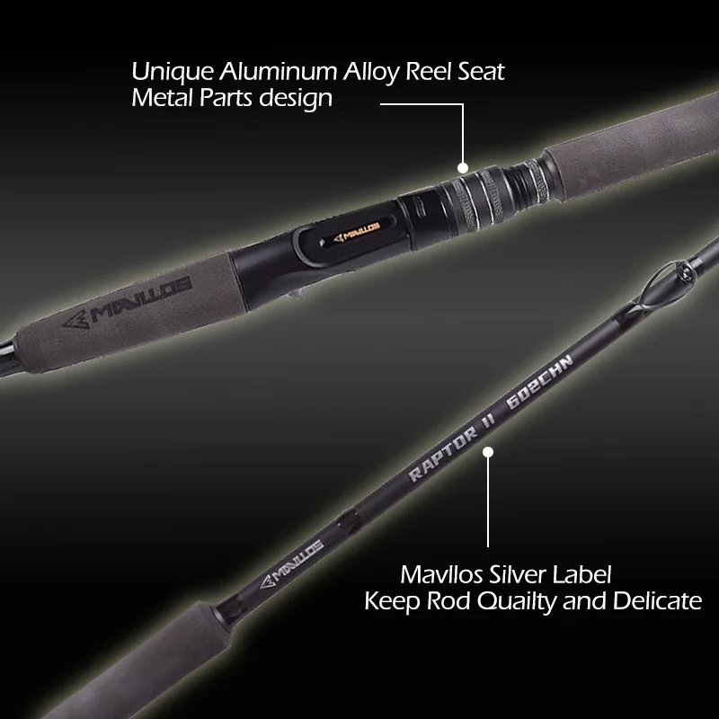 Mavllos RaptorII caña de pescar de atún de carbono, señuelo 80-250g, línea 20-50LB, caña de lanzamiento giratoria de pesca de trucha de agua salada rápida - imagen 5