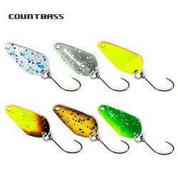 COUNTBASS 6 uds cucharas de fundición 3/64oz 1,5g con anzuelo sin púas salmón trucha Lucio lubina Metal latón Señuelos de pesca