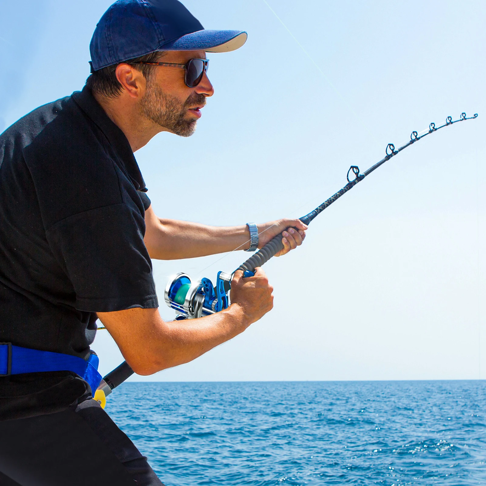 Topline Tackle-carrete de Jigging de paso lento para agua salada, arrastre máximo de 35kg, 6,3: 1/4,9:1, ruedas de tambor fundido en alta mar para barcos de aguas profundas de Metal