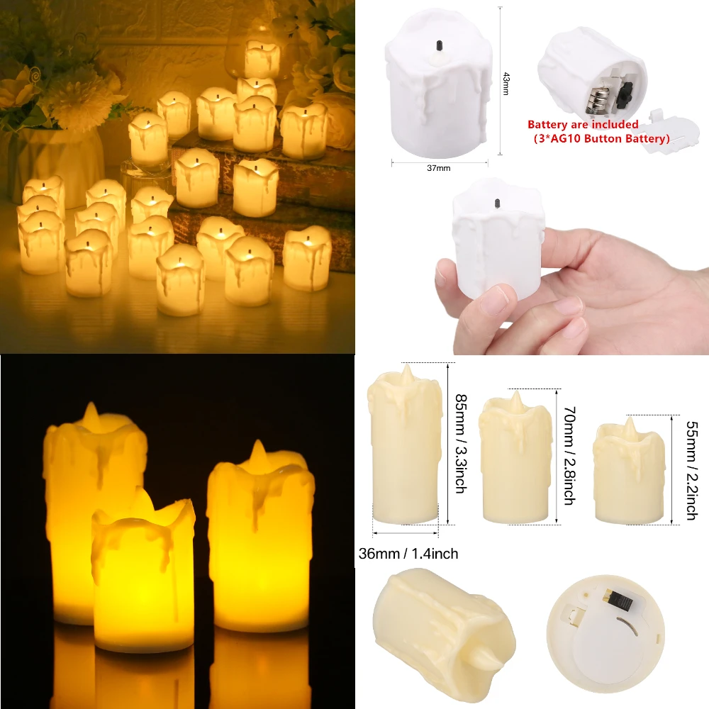Velas de té sin llama con más de 200 horas, velas votivas eléctricas con batería, decoración de Halloween y Navidad, iluminación LED - imagen 5