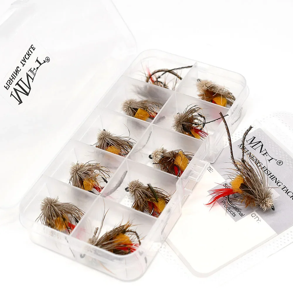 MNFT Moscas pesca con mosca terrestres huevo amarillo seco barba marrón - imagen 5