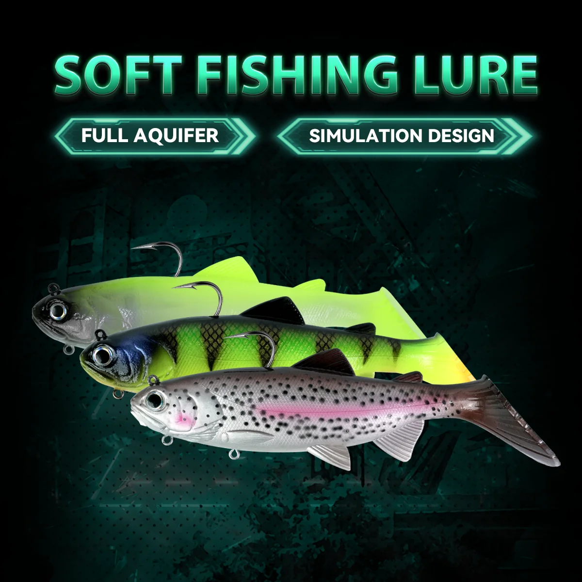 20cm 158g cabeza de plomo PVC cebo de pesca suave natación cebos artificiales cola en T señuelo suave de silicona Swimbait Wobblers con gancho - imagen 2