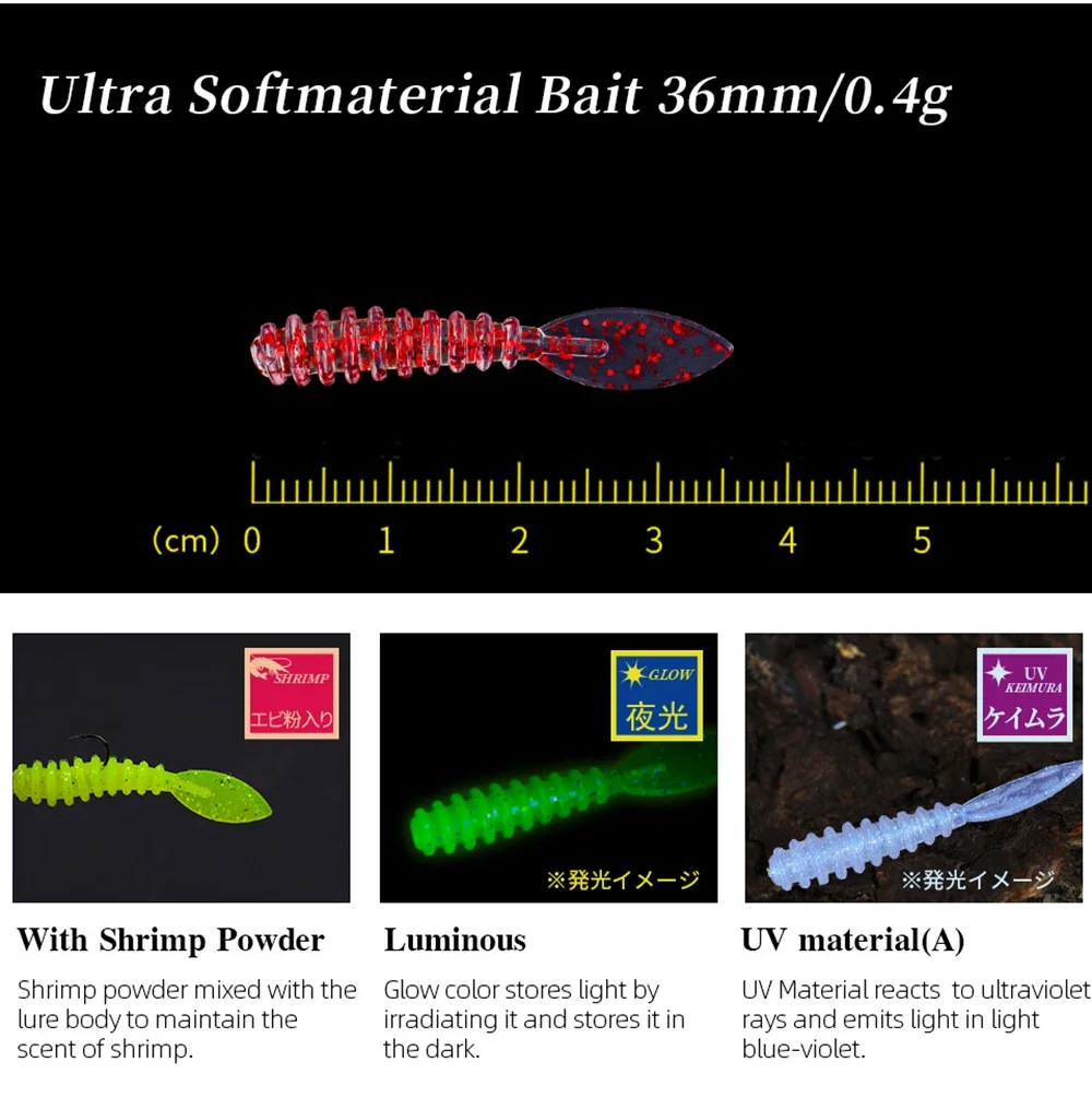 TSURINOYA 10 Uds 36mm 0,4g señuelo de pesca suave juego de pez roca PROMENADE AJING Swimbait Jig señuelos gusanos cebos artificiales - imagen 3