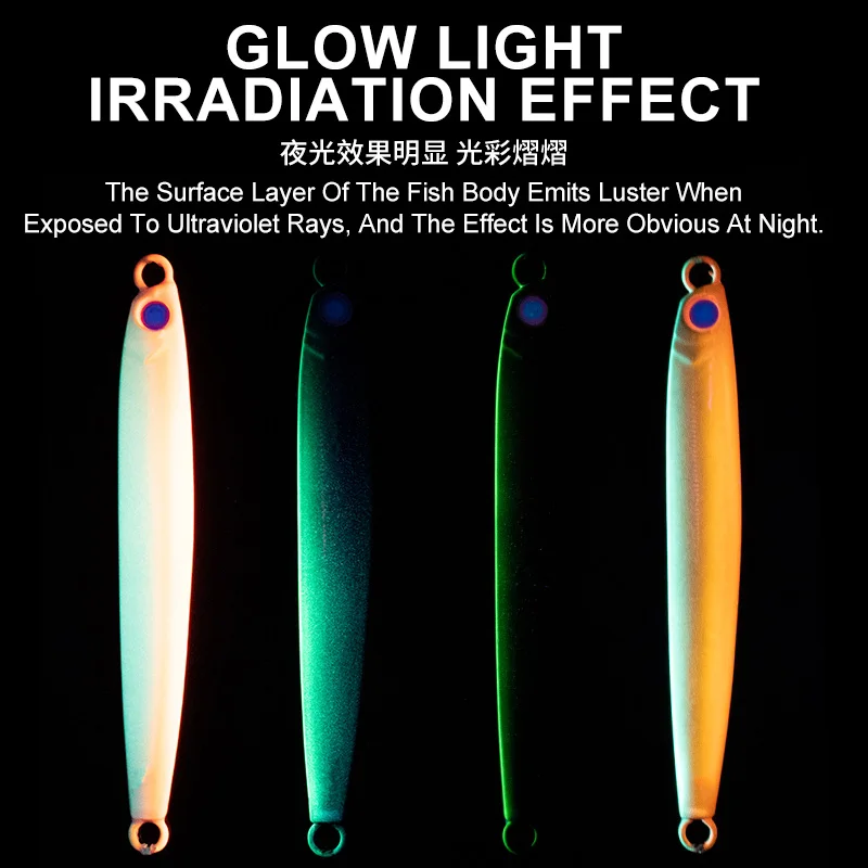 TEASER-J140 señuelo de pesca jigging de metal, cebo artificial luminoso de hundimiento rápido en agua salada, 40g, 60g, 80g - imagen 5