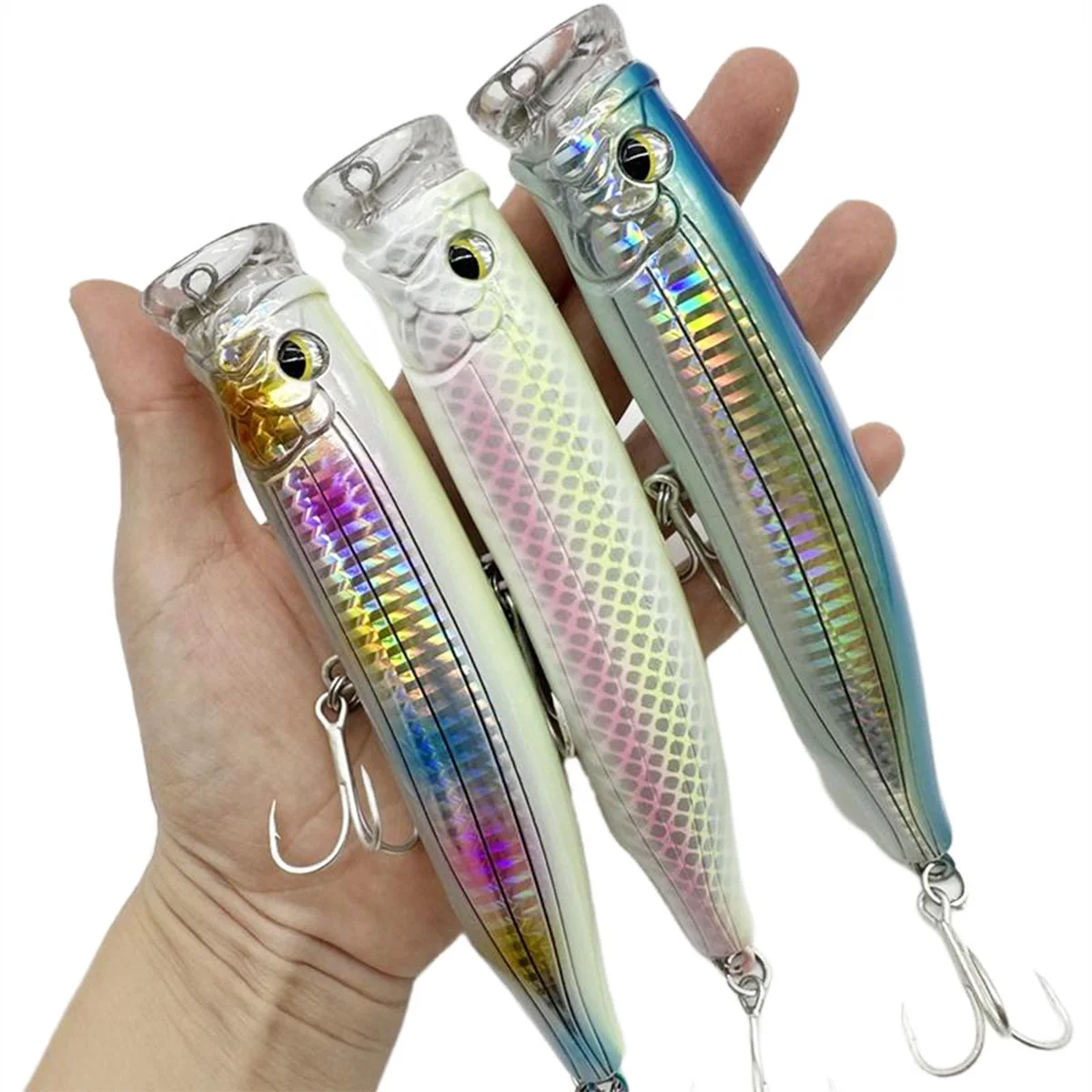 Feed Big Popper 58g 15cm atún flotante Wobbler Señuelos de pesca Topwater Trolling plástico Artificial cebo duro aparejos de pesca - imagen 2