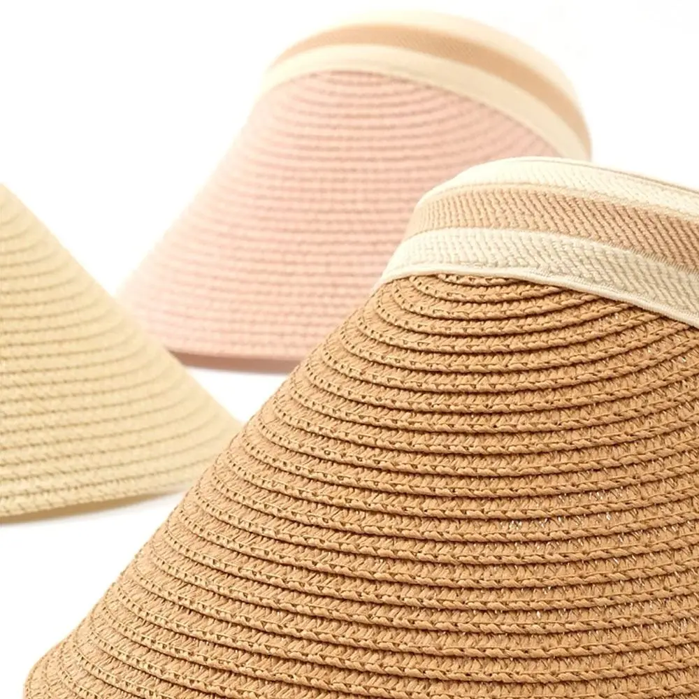 Sombrero de playa portátil de ala ancha Anti-UV, sombrero de sol, gorra de paja, viseras - imagen 4